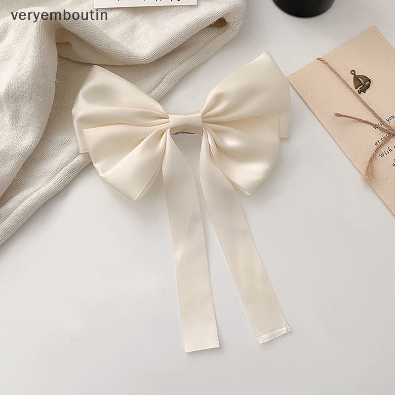 Kẹp Tóc Nơ Lớn Màu Trơn Thời Trang Dành Cho Nữ