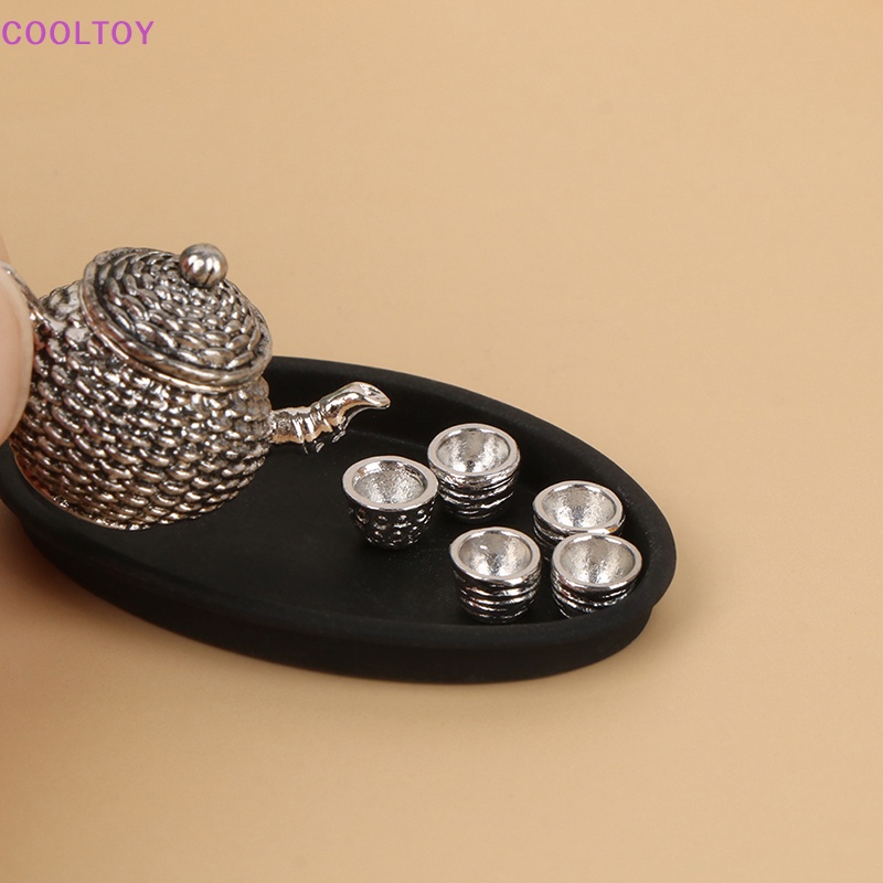 Set 6 Ấm Trà Mini Kèm Nắp Đậy Và 5 Tách Uống Nước Trang Trí Nhà Búp Bê