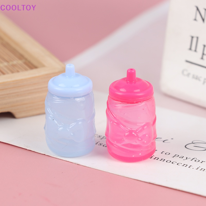 Set 2 Bình Đựng Sữa Mini Bằng Nhựa Mềm Cho Nhà Búp Bê