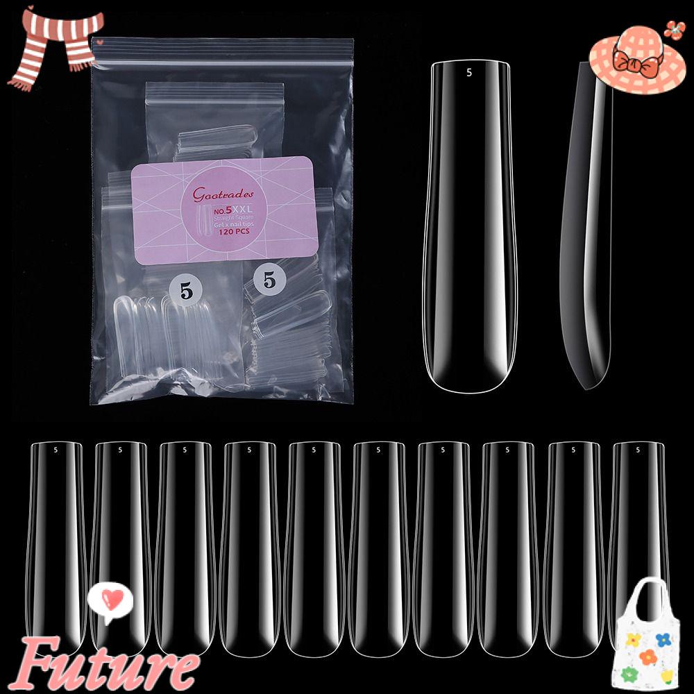 Túi 120 Móng Tay Giả Đầu Vuông Trong Suốt / Nhám Ốp