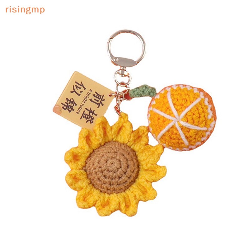 [risingmp] Móc Khóa Điện Thoại Di Động Mặt Hoa Hồng Đan Len Thủ Công Tinh Tế Phụ Kiện Túi Xách Sáng Tạo