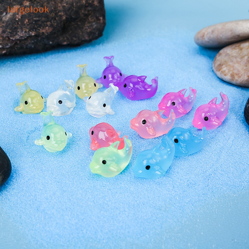 Set 5 Mặt Dây Chuyền Hình Cá Heo Bằng Nhựa Phát Quang Dễ Thương Trang Trí Tiểu Cảnh