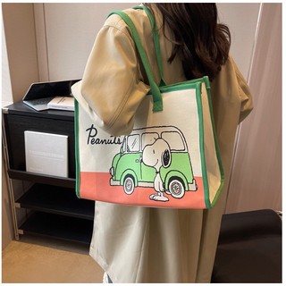 Túi tote vải canvas đeo vai in hình snoopy thời trang 2023 mới