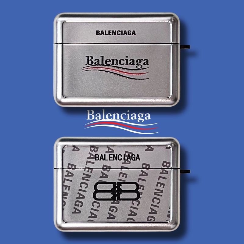 Vỏ Bảo Vệ Hộp Sạc Tai nghe không dây AirPods 1 / 2 gen3 Pro2 2022 Bằng pc Cứng Hình Vuông Mạ Màu Bạc Có Móc Chống Rơi