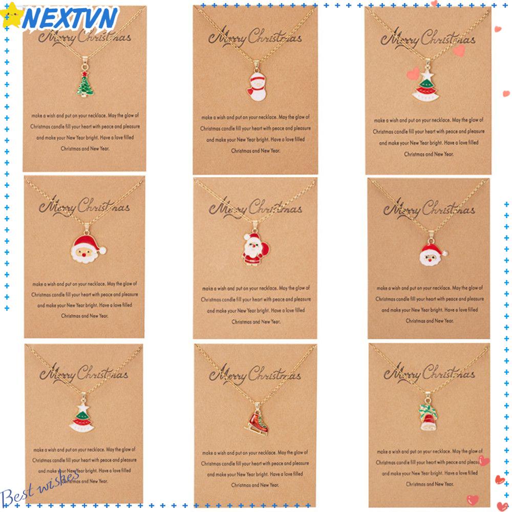 Nextvn Vòng cổ Chuỗi Xích Tráng Men Mặt Cây Thông Noel Dầu Khô Thiết Kế Mới Nhất