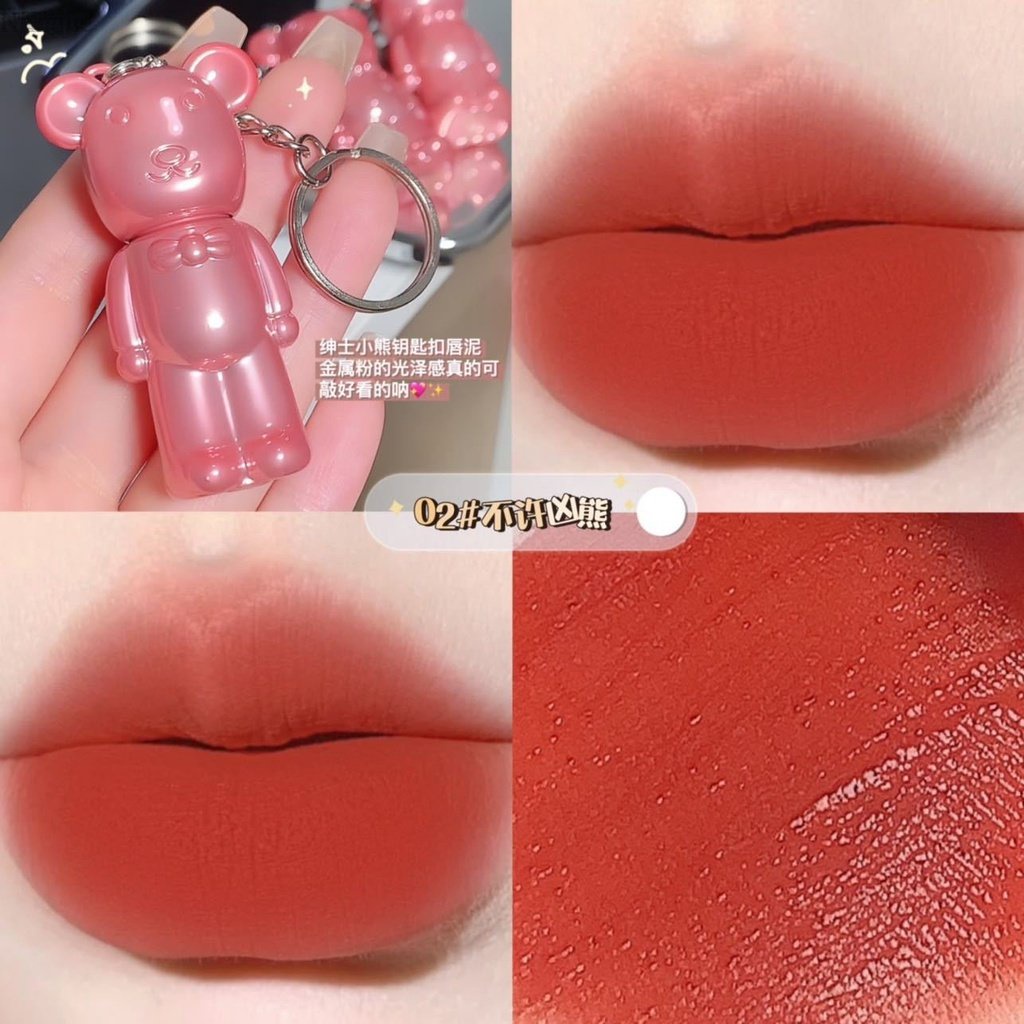 Son ZEVE Velvet Lip Kiêm Móc Khóa Hình Gấu Mềm Mịn Như Nhung