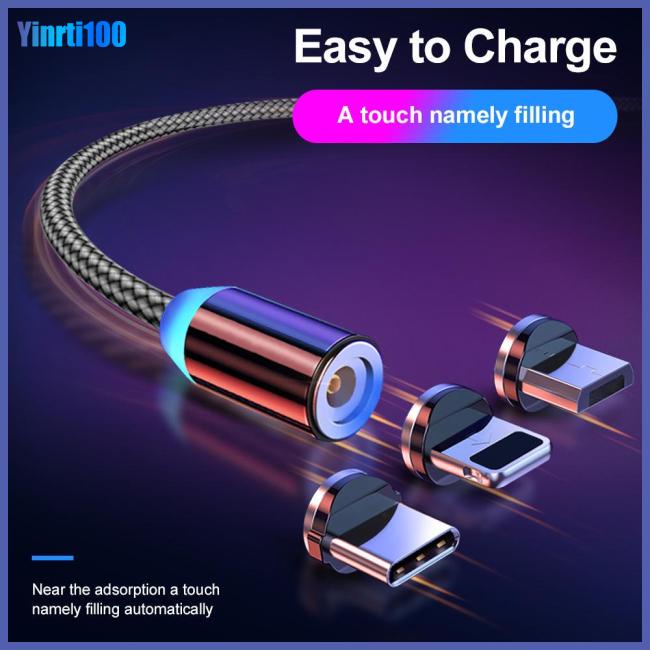 Dây Cáp Sạc Dữ Liệu Micro Usb Type C Có Đèn Led Nam Châm Cho Điện Thoại Di Động