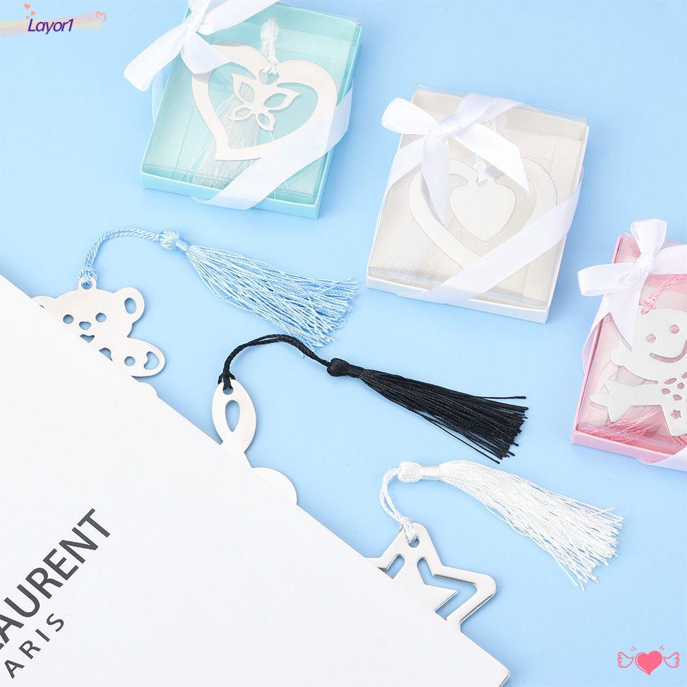 Thẻ Đánh Dấu Trang Sách LAYOR1 Bằng Kim Loại Hình Bông Tuyết Phối Dây Tua Rua