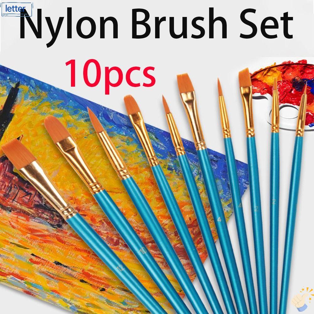 Set 10 Cọ Vẽ Tranh Sơn Dầu Bằng Sợi Nylon Đặc Biệt Đa Năng Cho Trẻ Em