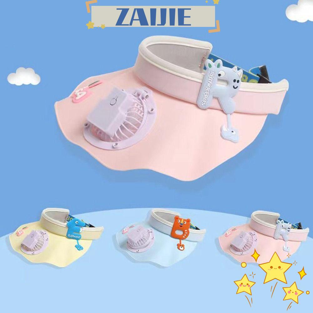 ZAIJIE24 Mũ Lưỡi Trai Chóp Rỗng Họa Tiết Hoạt Hình Sáng Tạo UPF50 + USB 24 Cho Trẻ Em