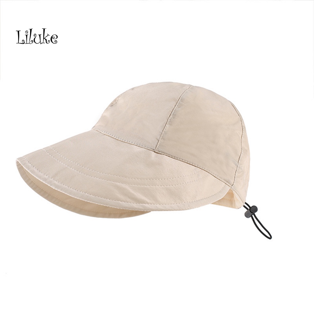 Nón Rộng Vành Dây Rút Màu Trơn Mau Khô Chống Nắng Cho Nữ