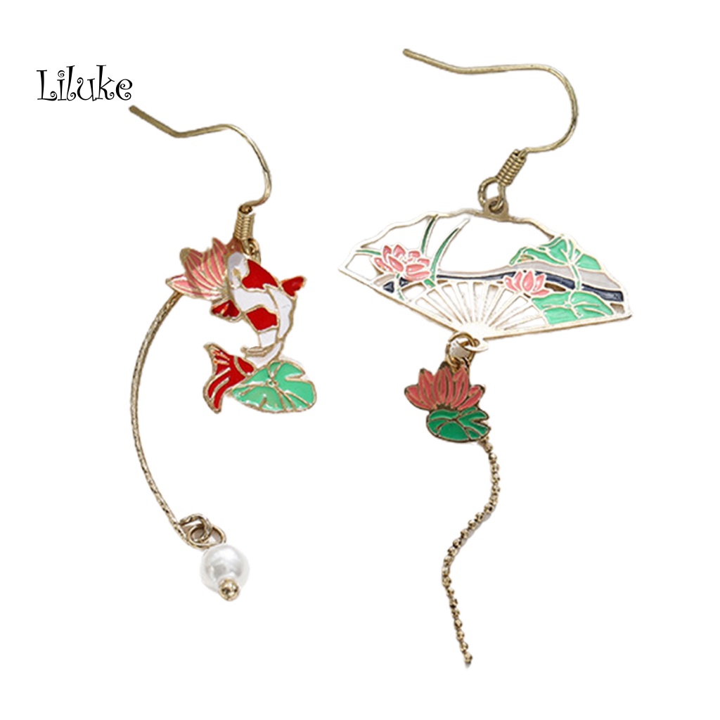 1 Đôi Bông Tai Dáng Dài Đính Ngọc Trai Nhân Tạo Và Hoa Xinh Xắn Dễ Thương