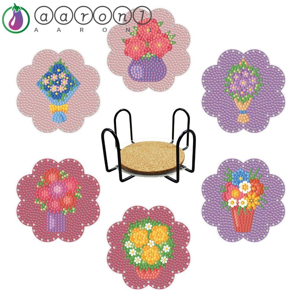 Aaron1 Đế Lót Ly Màu Sắc Sặc Sỡ Họa Tiết Mandala Kèm Giá Đỡ Tiện