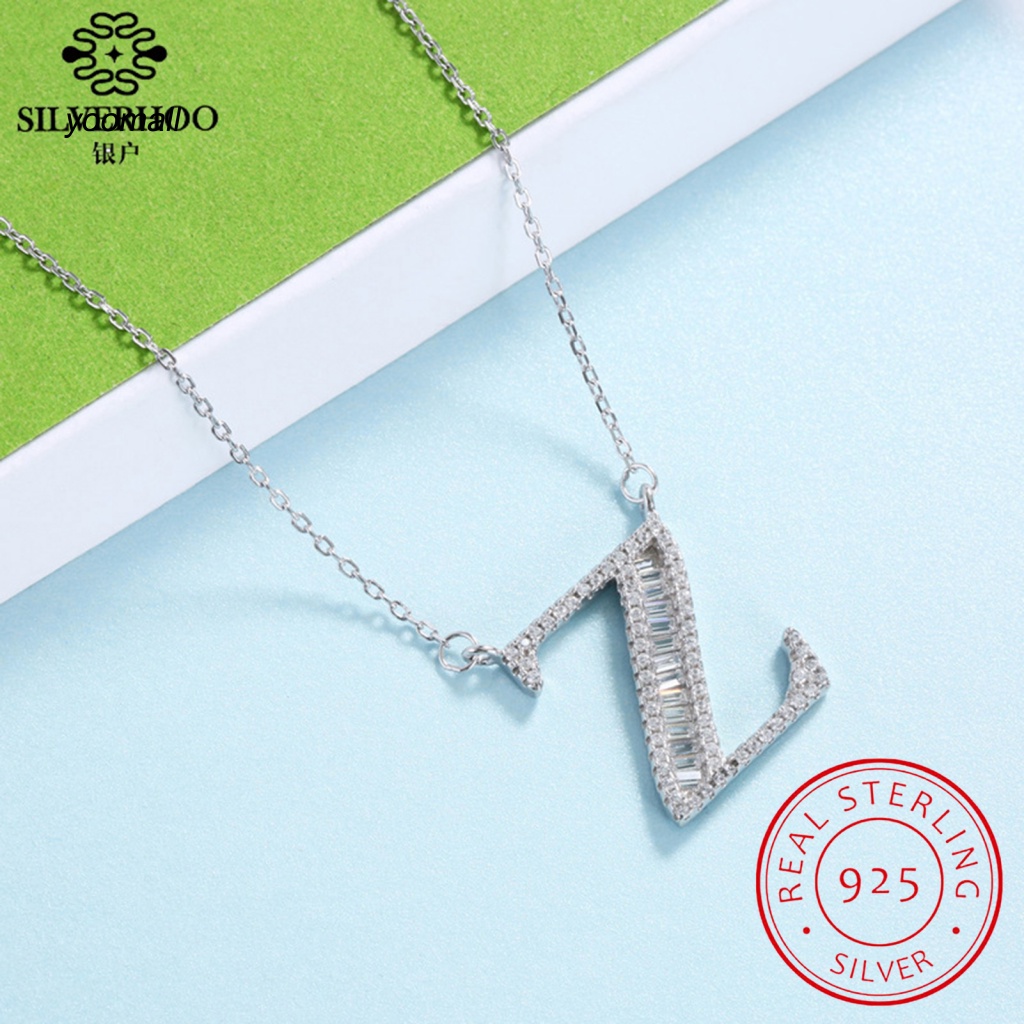 Vòng cổ Mạ Bạc Mặt Chữ Cái Đính Đá Zircon Sang Trọng Cho Nữ