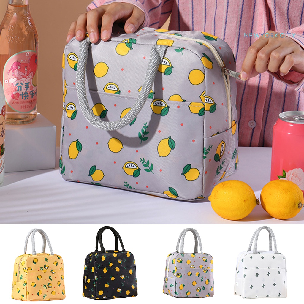 Túi Đựng Hộp Cơm Trưa Cách Nhiệt Chống Thấm Nước Hai Tay Cầm Họa Tiết Hoạt Hình