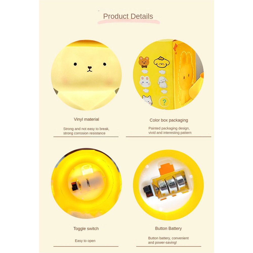 Hoạt hình Chó Pudding Đèn Ngủ Sáng Tạo Phòng Ngủ Đèn Ngủ Ánh Sáng Ấm Áp Trẻ Em Đồ Chơi Dạ Quang Chợ Đêm Gian Hàng Quà Tặng Truing1