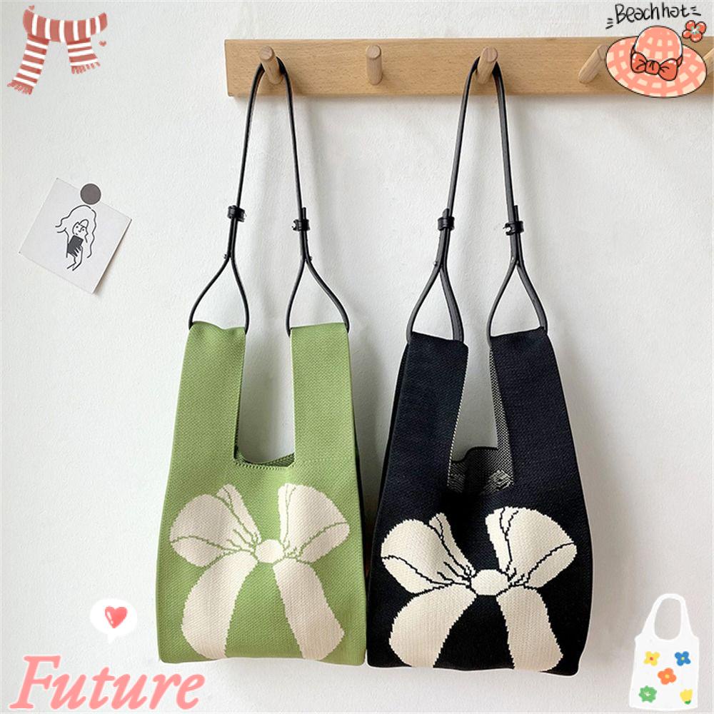 Túi Xách Đan Len Đính Nơ Xinh Xắn Thời Trang Cho Nữ