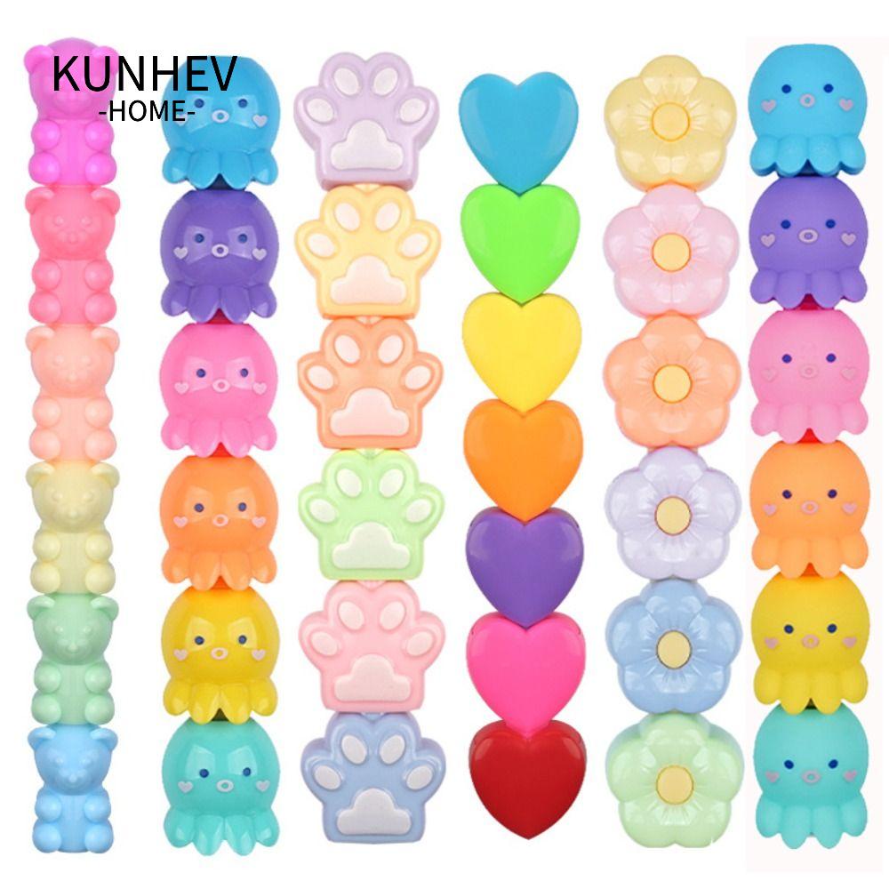 KUNHEV Hộp Bút Đánh Dấu Mực Dạ Quang 5 Màu Sắc Hình Móng Vuốt Mèo / Gấu Sáng Tạo Dành Cho Văn Phòng / Trường Học