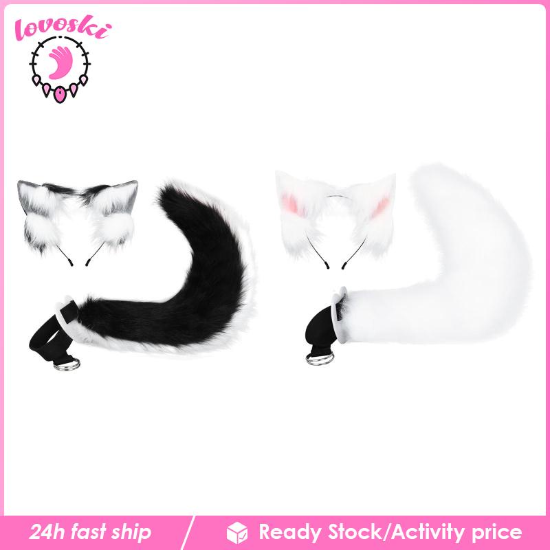 Bộ Kẹp Tóc Tai Và Đuôi Lông Giả Hóa Trang Cho Nữ