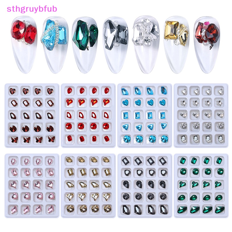 Set 20 Viên Đá Pha Lê 3D Nhiều Màu Trang Trí Móng Tay