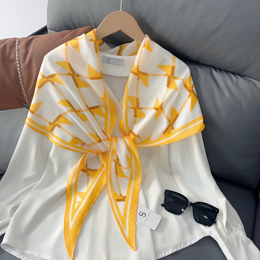 Khăn Choàng Nhỏ Thắt Nút Họa Tiết Hình Học Thời Trang Mùa Hè Cho Nữ