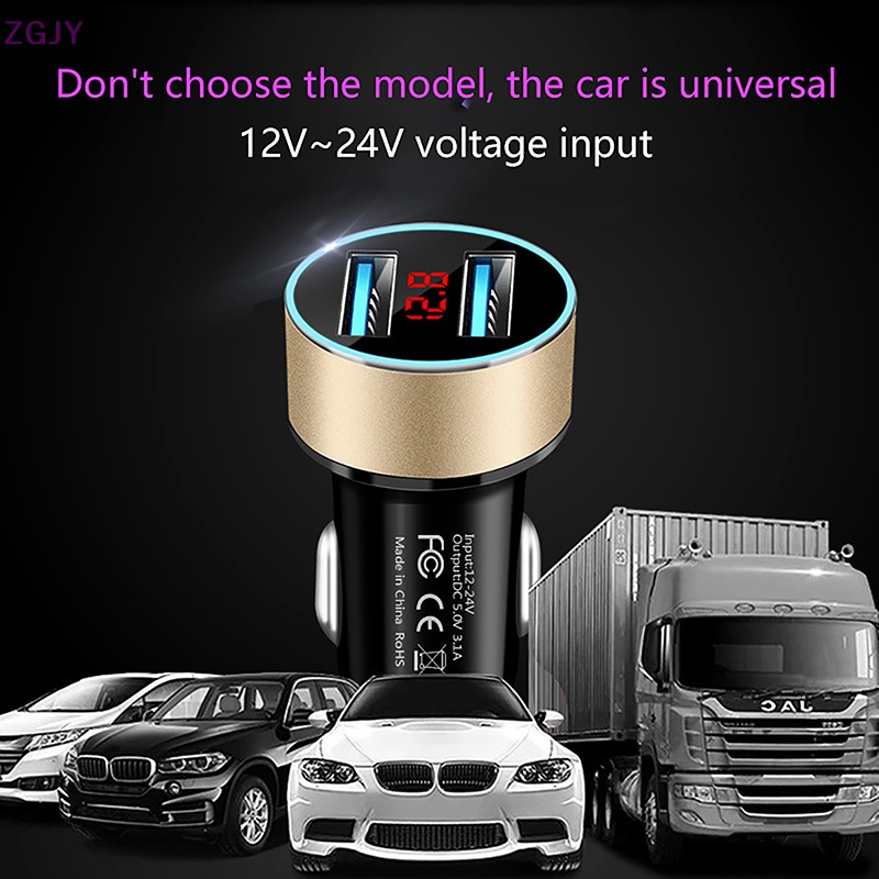 Tẩu Sạc ZGJY r al 2 Cổng Usb Kép Bằng Nhôm Mới Cho Xe Hơi