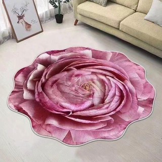 Thảm lau chân 3D hình bông hoa – Thảm lông cừu decor chống trượt, thấm nước kích thước 80x120cm – Huyenmibedding