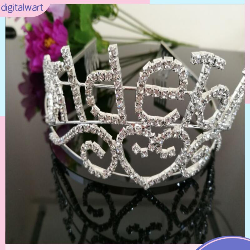 Băng Đô Vương Miện Cô Dâu Đính Pha Lê In Chữ Bride tobe