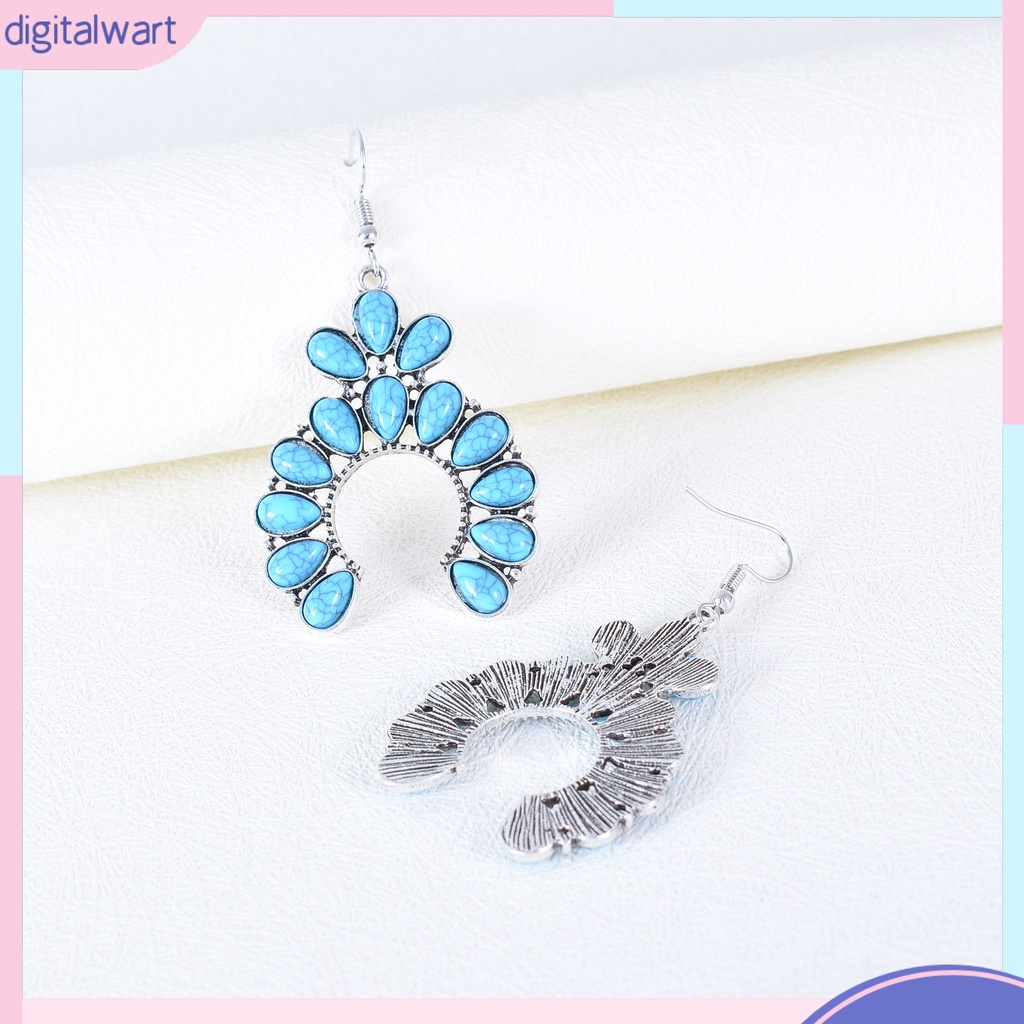 Bông Tai Hình Học Đính Đá Ngọc Lam Phong Cách Âu Mỹ Cá Tính Dành Cho Nữ