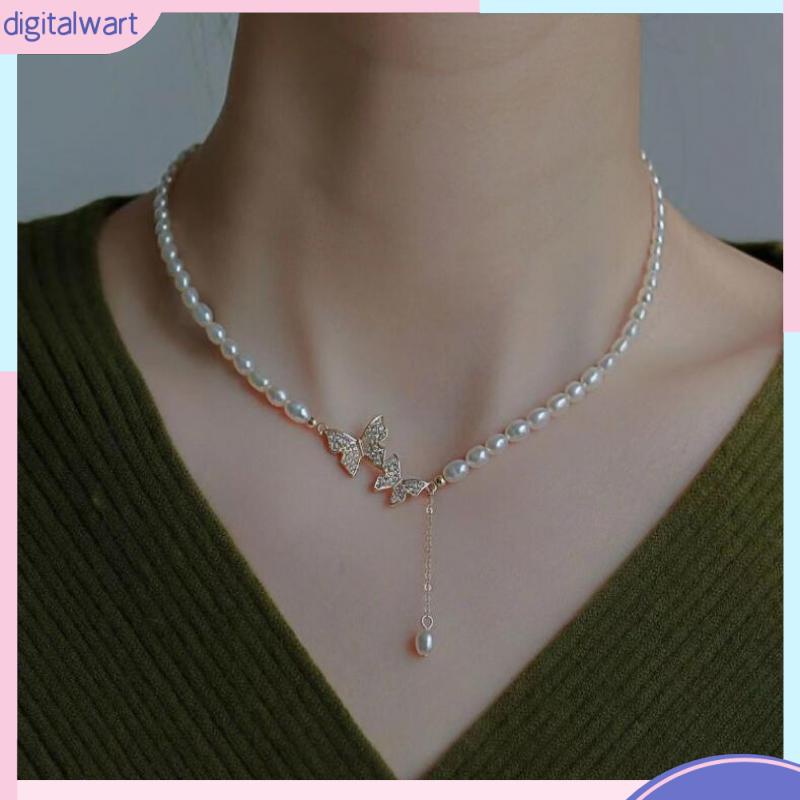 Vòng Cổ Choker Họa Tiết Bướm Đính Ngọc Trai Sang Trọng Thời Trang