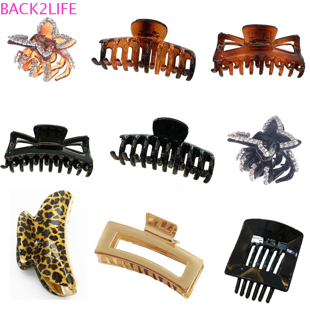 BACK2LIFE Kẹp Tóc Càng Cua 2 Đầu Bằng Hợp Kim Màu Trơn Phong Cách Hàn Quốc Cho Nữ Khi Tắm