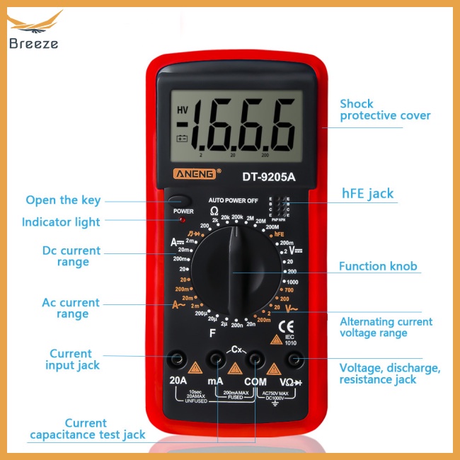 Vạn Năng Kế Điện Tử DT-9205A Màn Hình LCD AC / DC