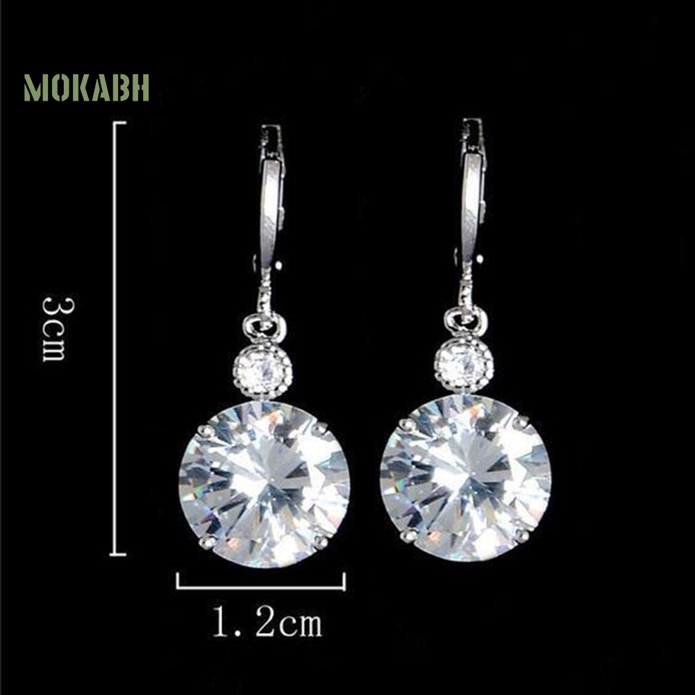 Bộ Vòng cổ + Bông Tai Đính Đá Hình Tròn Thời Trang