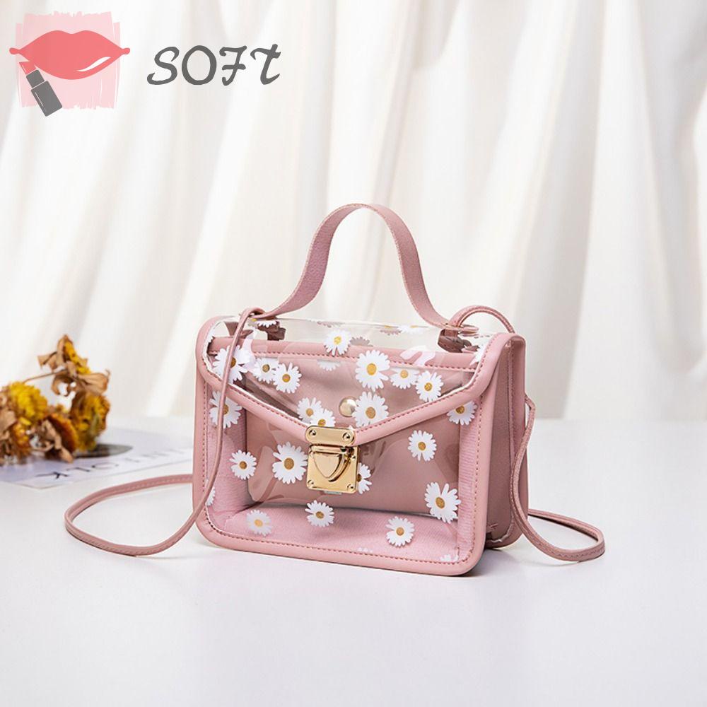 SOFTNESS Túi Tote Đeo Vai In Họa Tiết Hoa Cúc Dễ Thương Thời Trang Cho Nữ
