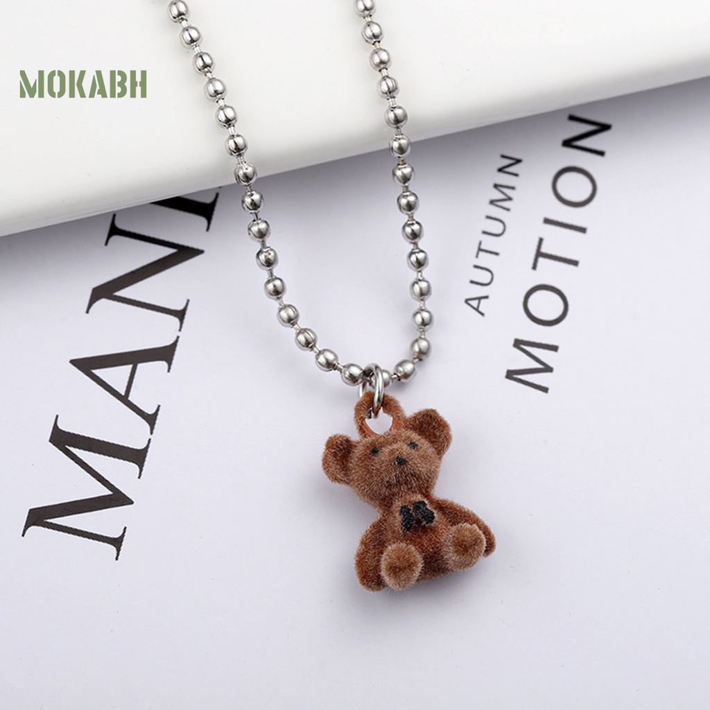 [Mok Abh] Vòng cổ Chuỗi Hạt Mặt Hình Gấu Chống Mài Mòn Thời Trang Hàn Quốc Cho Nữ