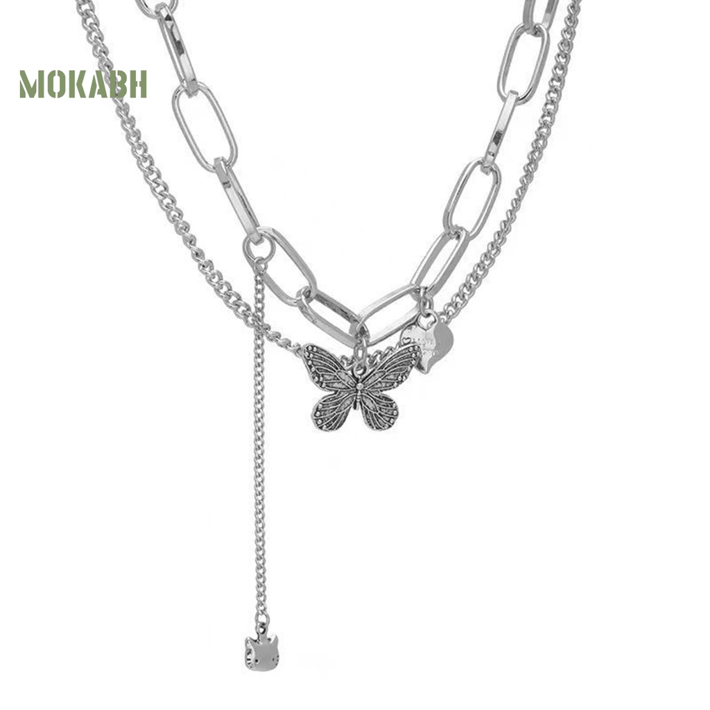 Vòng cổ Hai Lớp Họa Tiết Bướm Xinh Xắn Thời Trang Dành Cho Nữ