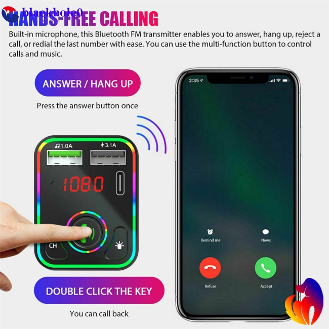 Máy Phát Fm Mp3 Tf / u Rảnh Tay Với Đèn Led Nền Chuyên Dụng Cho Xe Hơi