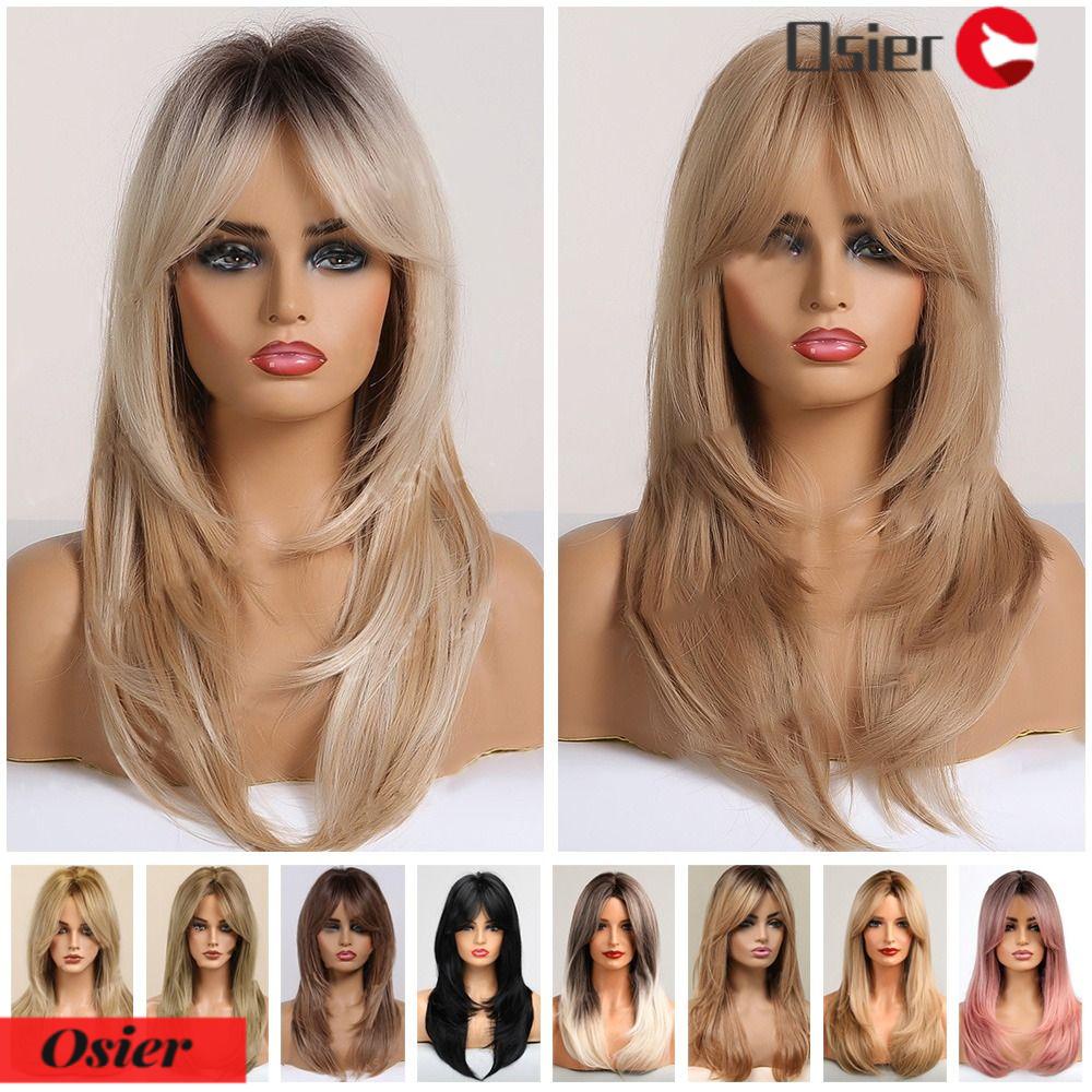 OSIER1 Bộ Tóc Giả Dài Trung Bình Cách Nhiệt Chất Lượng Cao Cho Nữ