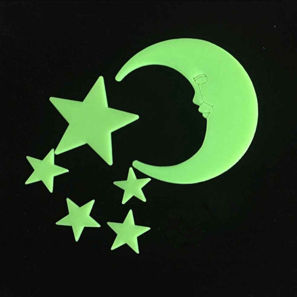 Set 6 Miếng Dán Tường Dạ Quang Hình Trăng Sao Độc Đáo