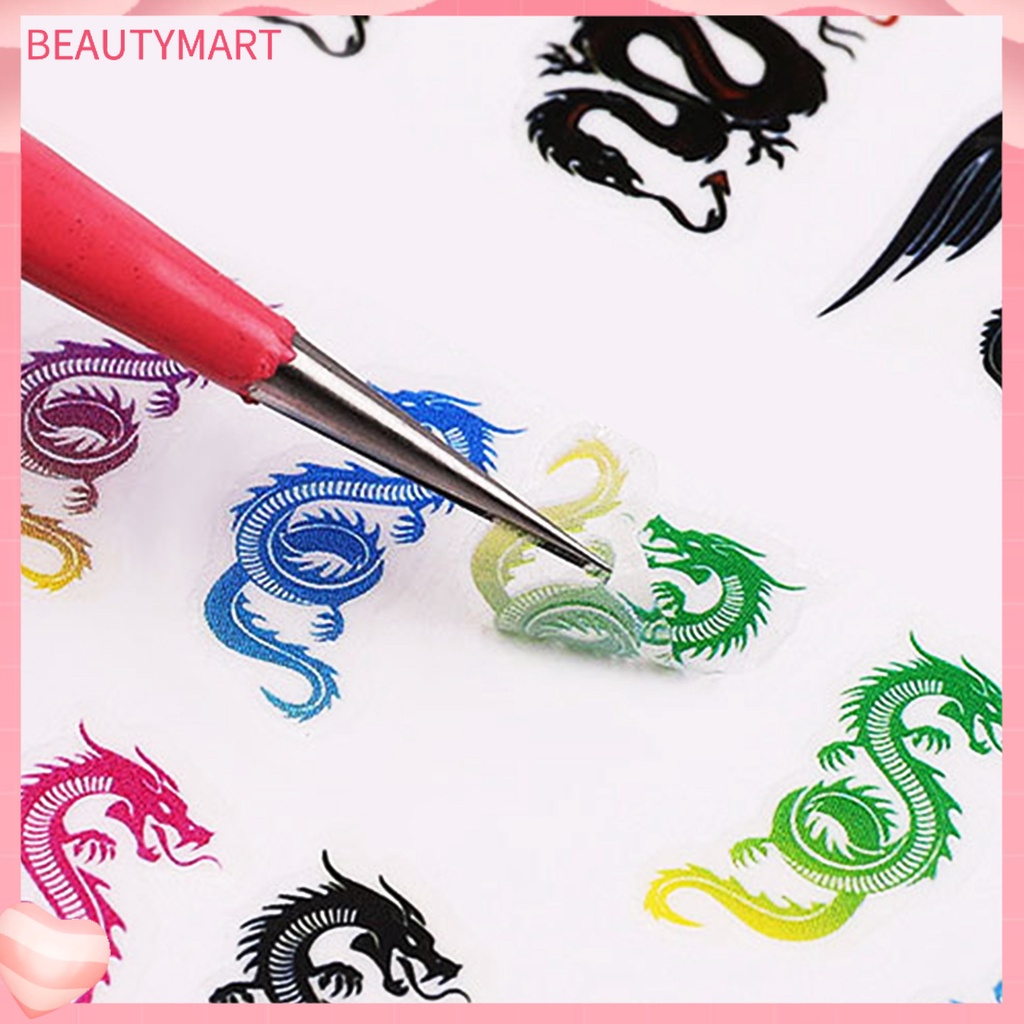 Set 6 / 8 Tấm Hình Dán Móng Tay 3D Tự Dính Họa Tiết Da Rắn / Hoa