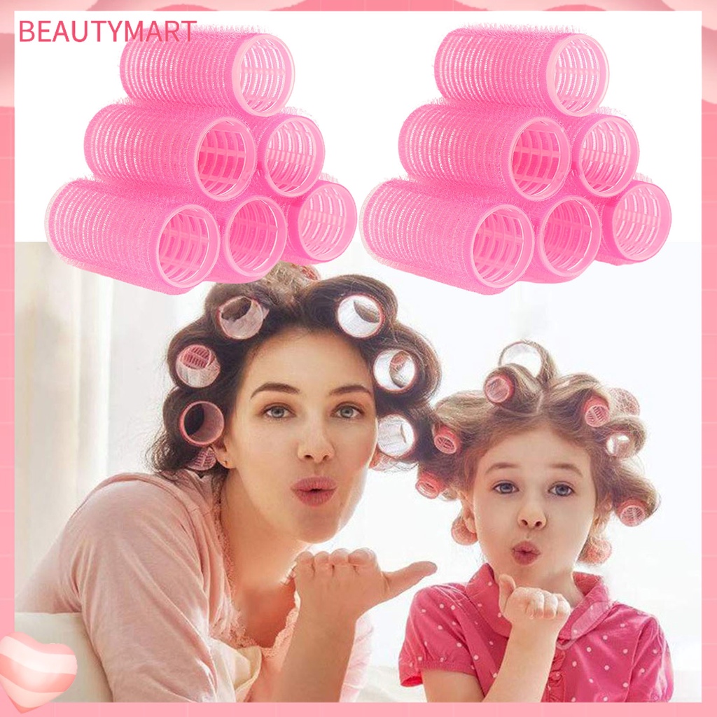 Set 10 Lô Uốn Tóc Tự Dính DIY Không Dùng Nhiệt Màu Sắc Ngẫu Nhiên