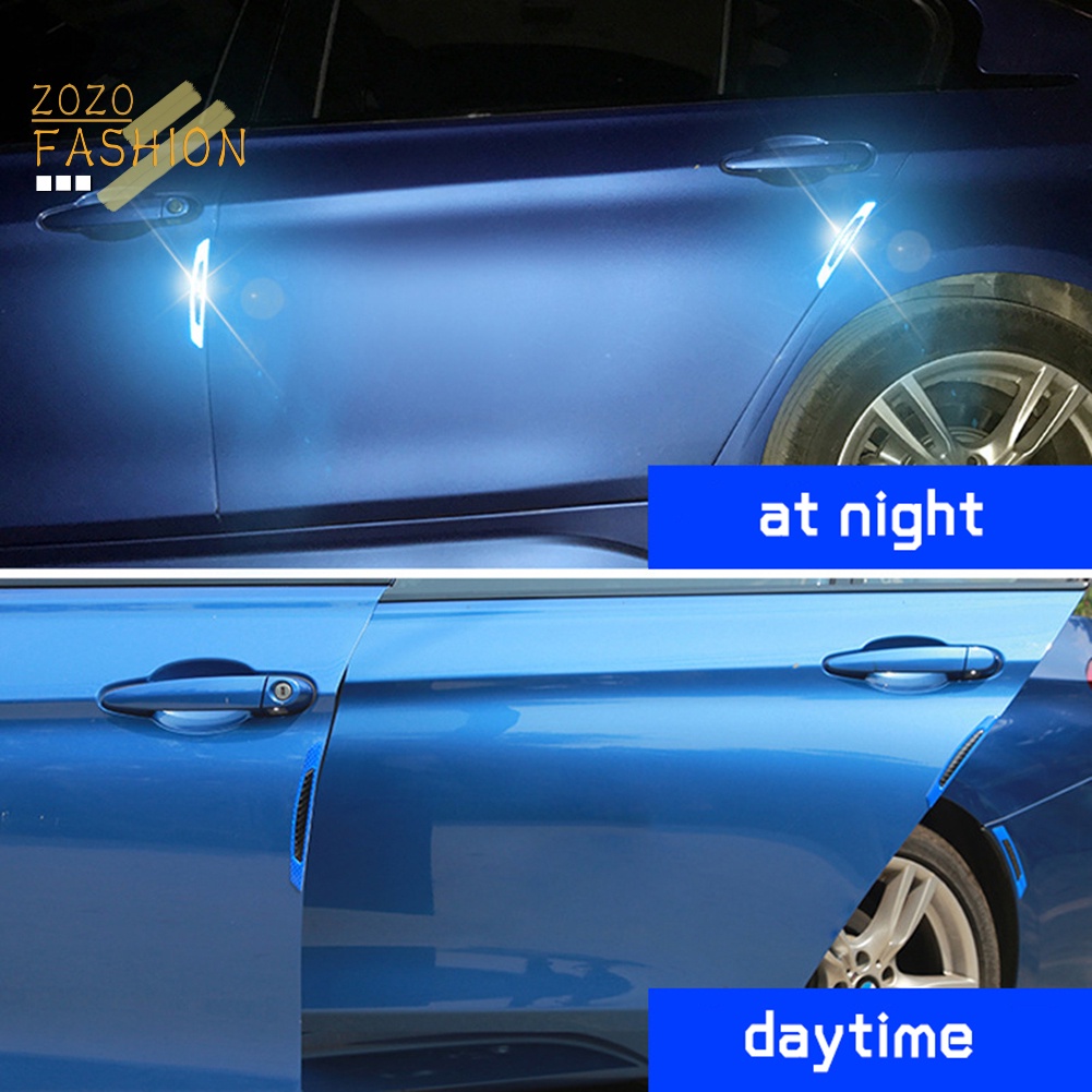 4 Miếng Dán Carbon Phản Quang Chống Trầy Trang Trí Cửa Xe Hơi