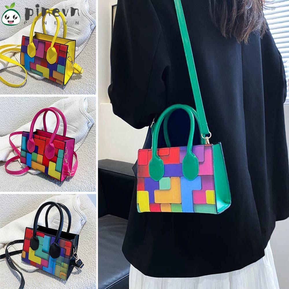 PINEVN Túi Đeo Chéo Phối Màu Tương Phản Thời Trang Cho Nữ