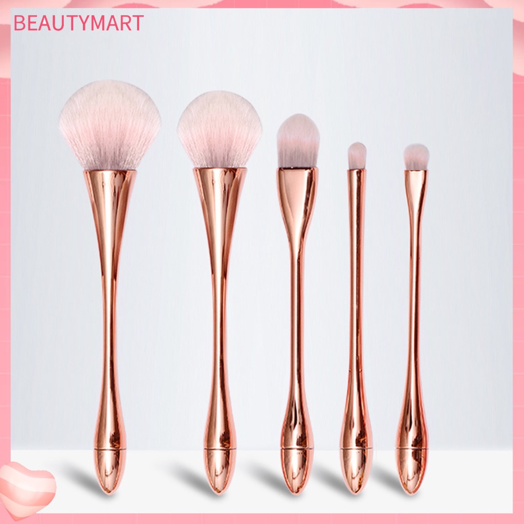 Set 5 Cọ Trang Điểm Thắt Lưng Bằng Nhựa Lông Mềm Mạ Điện Đa Năng