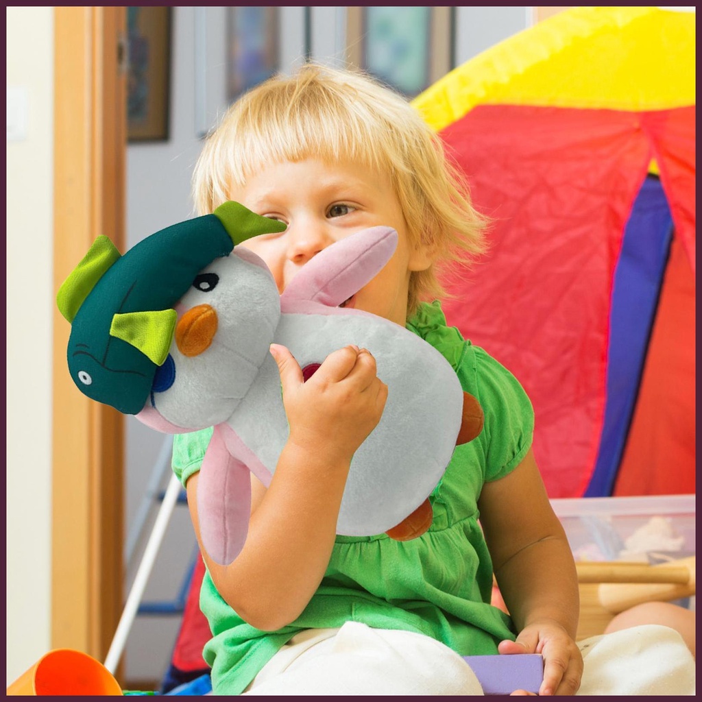 Thú Nhồi Bông Hình Chim Cánh Cụt Mũ Cá Dễ Thương Cho Bé