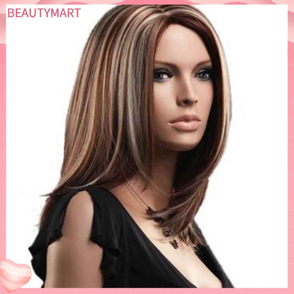 Bộ Tóc Giả Dài Thẳng Màu Gradient Thời Trang Cho Nữ