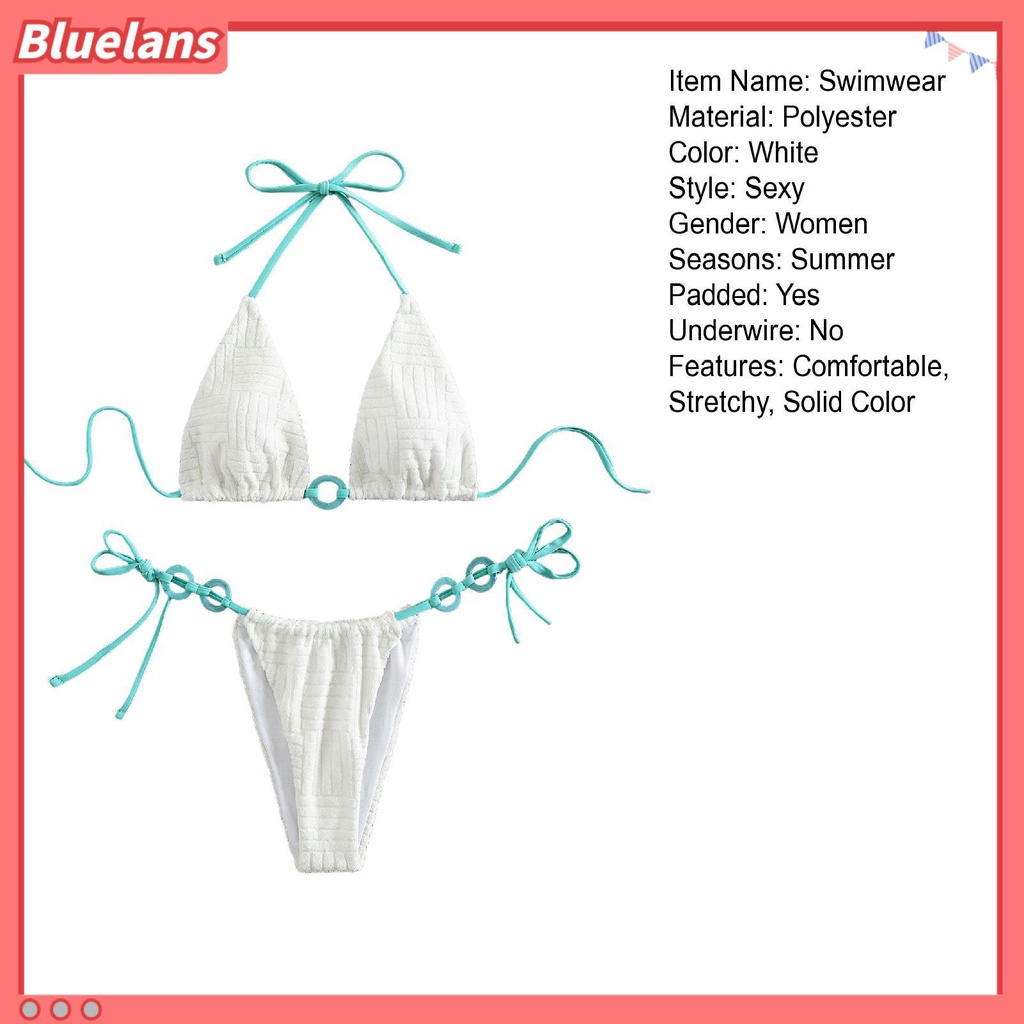 [BLS] Bộ Đồ Bơi 2 Mảnh Có Đệm Ngực Bằng Polyester Dây Đeo Có Thể Giặt Được Kèm Vòng Tròn Phụ Kiện Đi Biển Cho Nữ