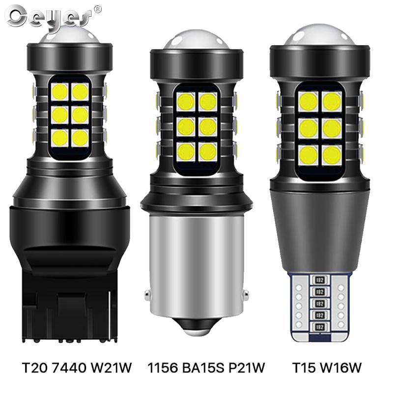 Set 2 Đèn LED Tín Hiệu 1156 P21W BA15S 7440 W21W 12V T15 W16W 3030 Ánh Sáng Trắng Dành Cho Ô Tô