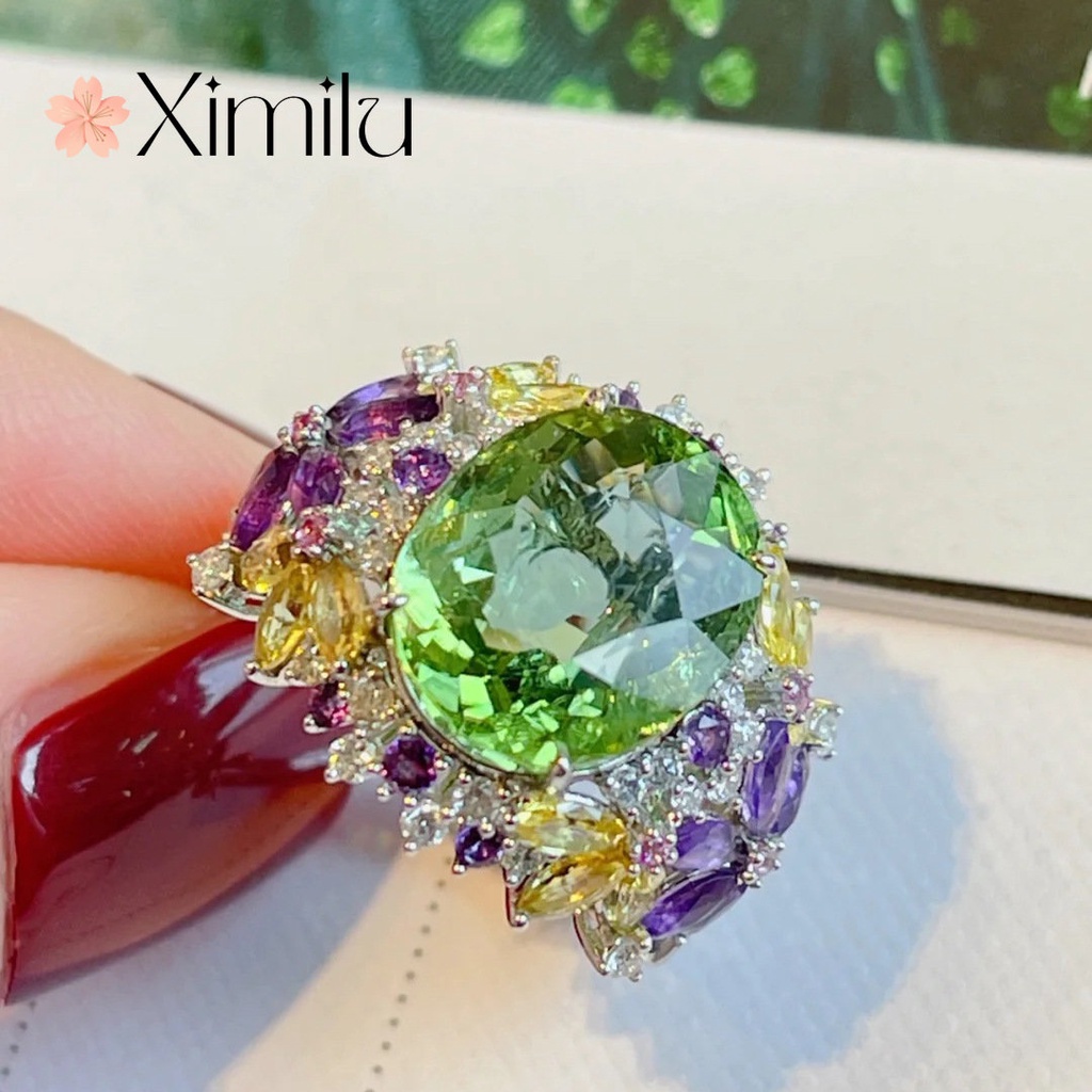 ⭐ Nhẫn Bạc Thiết Kế Dạng Mở Màu Xanh Bạc Hà Lãng Mạn Cho Nữ
