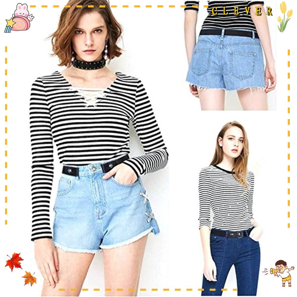 CLEVER Thắt Lưng Co Giãn Không Khóa Họa Tiết Hoa Cúc Dễ Điều Chỉnh